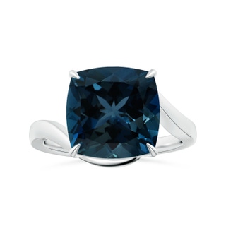 11.00x10.98x7.23mm AAAA Claw-Set GIA Certified Solitaire Cushion London Blue Topaz Bypass Ring in White Gold