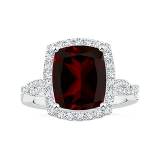 11.05x9.01x5.34mm AAAA GIA Certified Cushion Garnet Halo Ring with Diamond Twisted Shank in White Gold