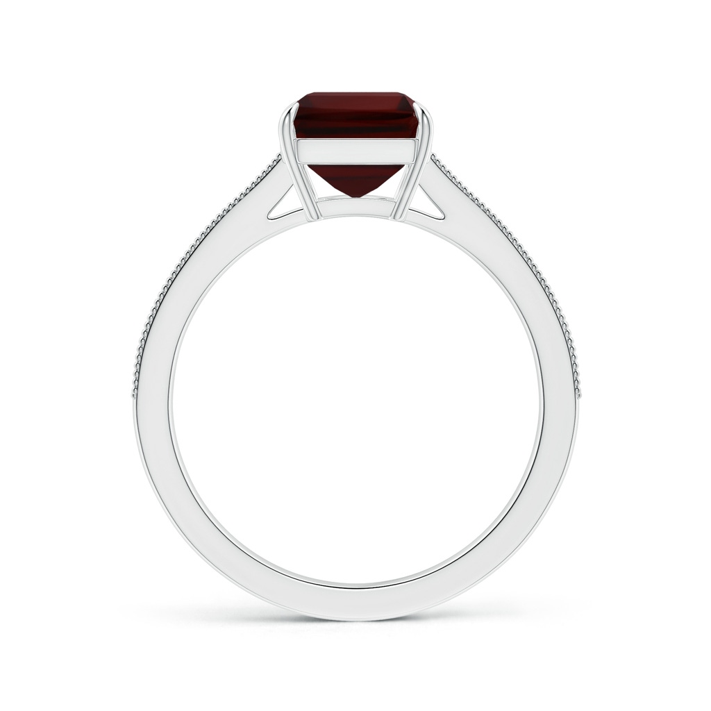 9.78x7.81x4.98mm AAA Claw-Set GIA Certified Emerald-Cut Garnet Ring with Milgrain in White Gold Side 199
