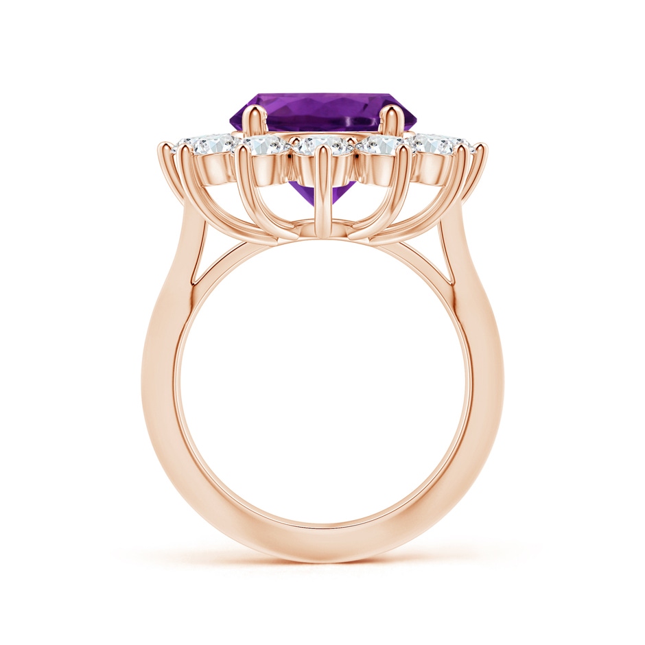 11.20x11.11x7.17mm AAA GIA Certified Princess Diana Inspired Round Amethyst Knife-Edge Ring with Halo in Rose Gold side 199