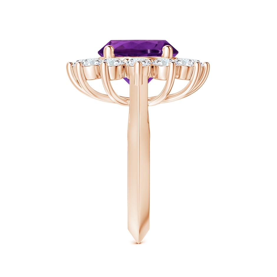 11.20x11.11x7.17mm AAA GIA Certified Princess Diana Inspired Round Amethyst Knife-Edge Ring with Halo in Rose Gold side 399