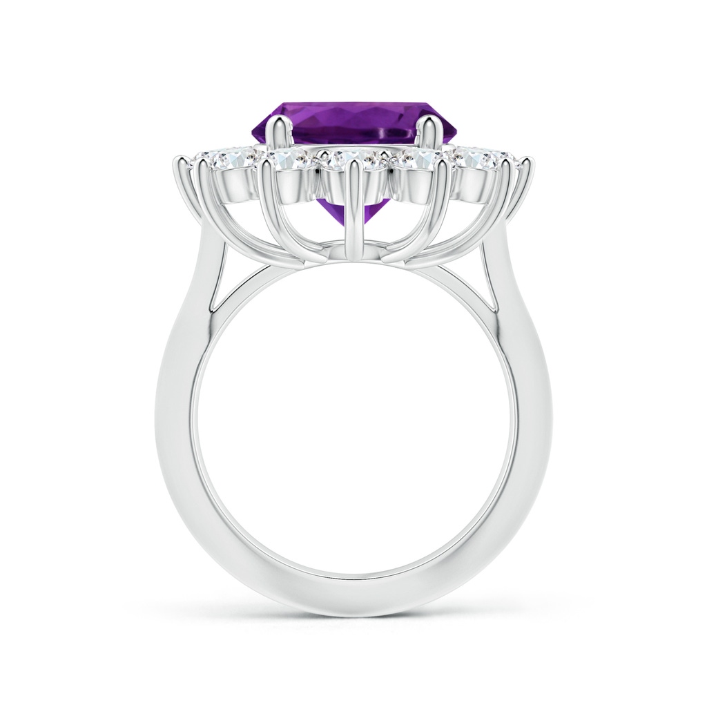 11.20x11.11x7.17mm AAA GIA Certified Princess Diana Inspired Round Amethyst Knife-Edge Ring with Halo in White Gold - side 199