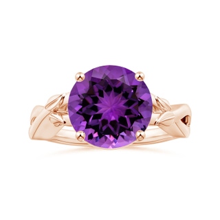 11.14x11.09x6.87mm AAA Nature Inspired GIA Certified Prong-Set Round Amethyst Solitaire Ring in Rose Gold
