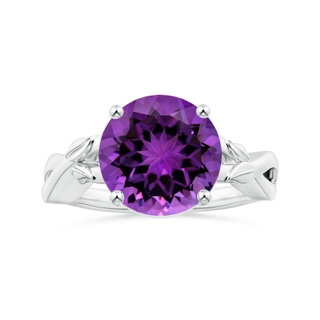 11.14x11.09x6.87mm AAA Nature Inspired GIA Certified Prong-Set Round Amethyst Solitaire Ring in White Gold