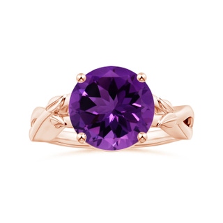 11.20x11.11x7.17mm AAA Nature Inspired GIA Certified Prong-Set Round Amethyst Solitaire Ring in 18K Rose Gold