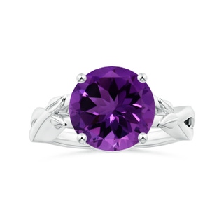 11.20x11.11x7.17mm AAA Nature Inspired GIA Certified Prong-Set Round Amethyst Solitaire Ring in P950 Platinum