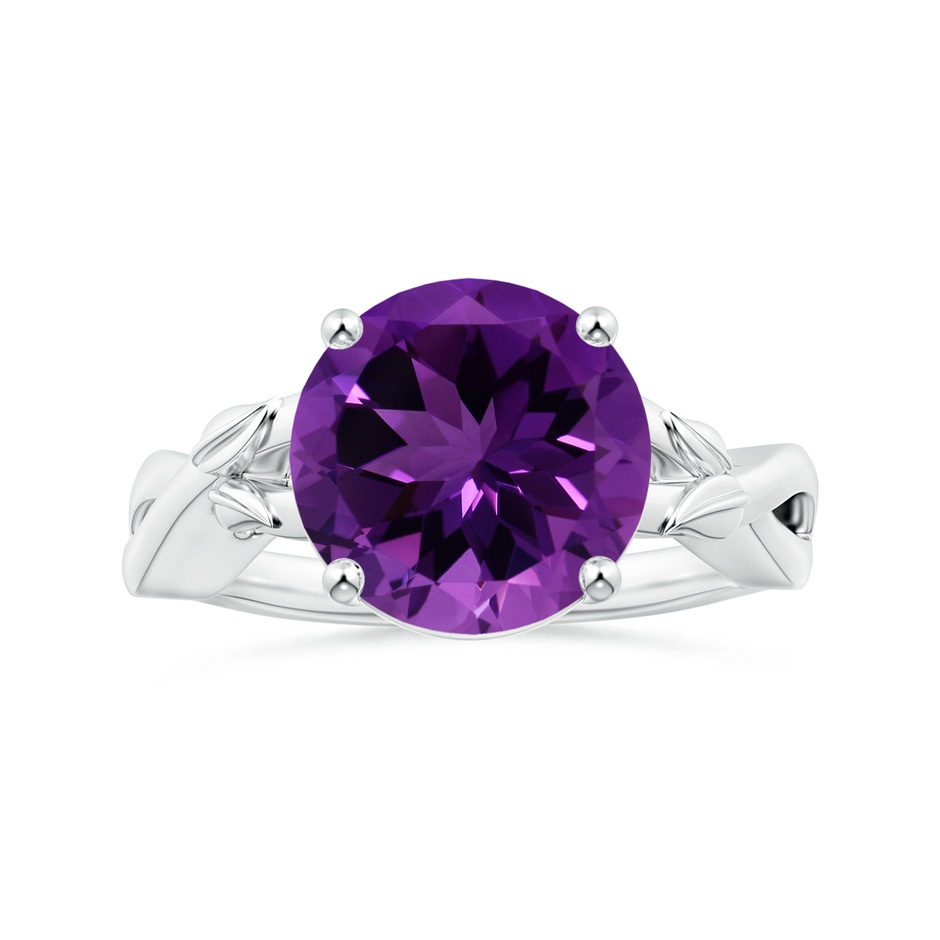 11.20x11.11x7.17mm AAA Nature Inspired GIA Certified Prong-Set Round Amethyst Solitaire Ring in White Gold 