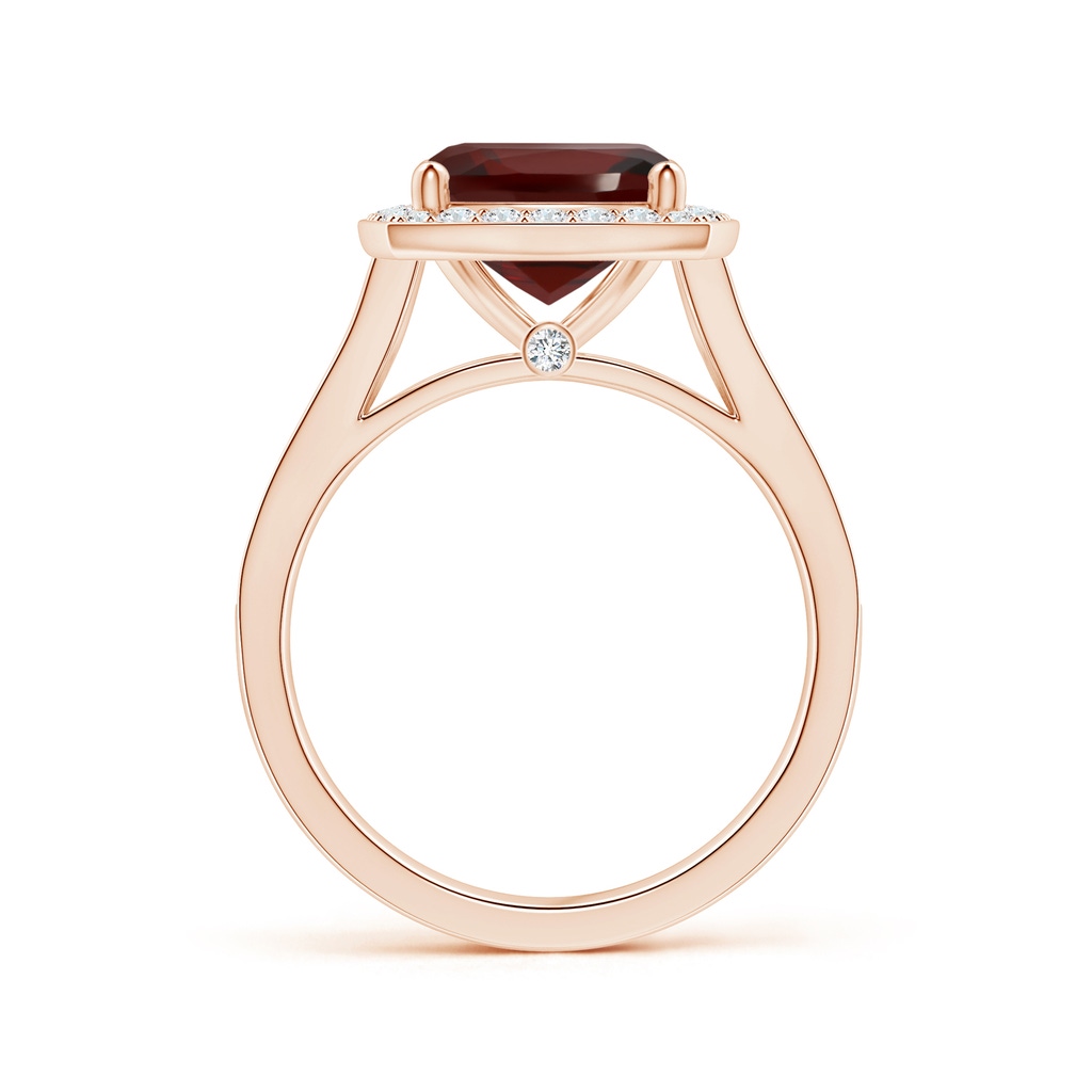 10.98x9.01x5.35mm AAA GIA Certified Cushion Garnet Halo Ring with Diamond Split Shank in Rose Gold Side 199