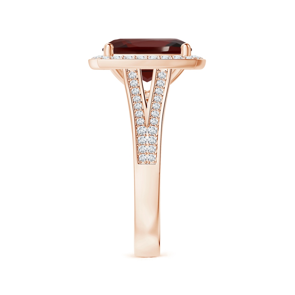 10.98x9.01x5.35mm AAA GIA Certified Cushion Garnet Halo Ring with Diamond Split Shank in Rose Gold Side 399