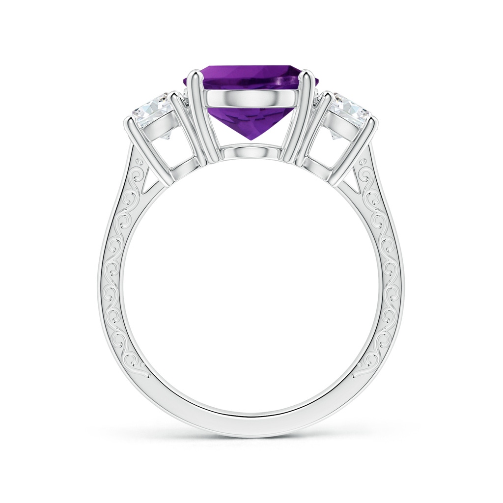 11.21x9.20x5.94mm AA GIA Certified Three Stone Oval Amethyst Ring with Reverse Tapered Diamond Shank in White Gold Side 199