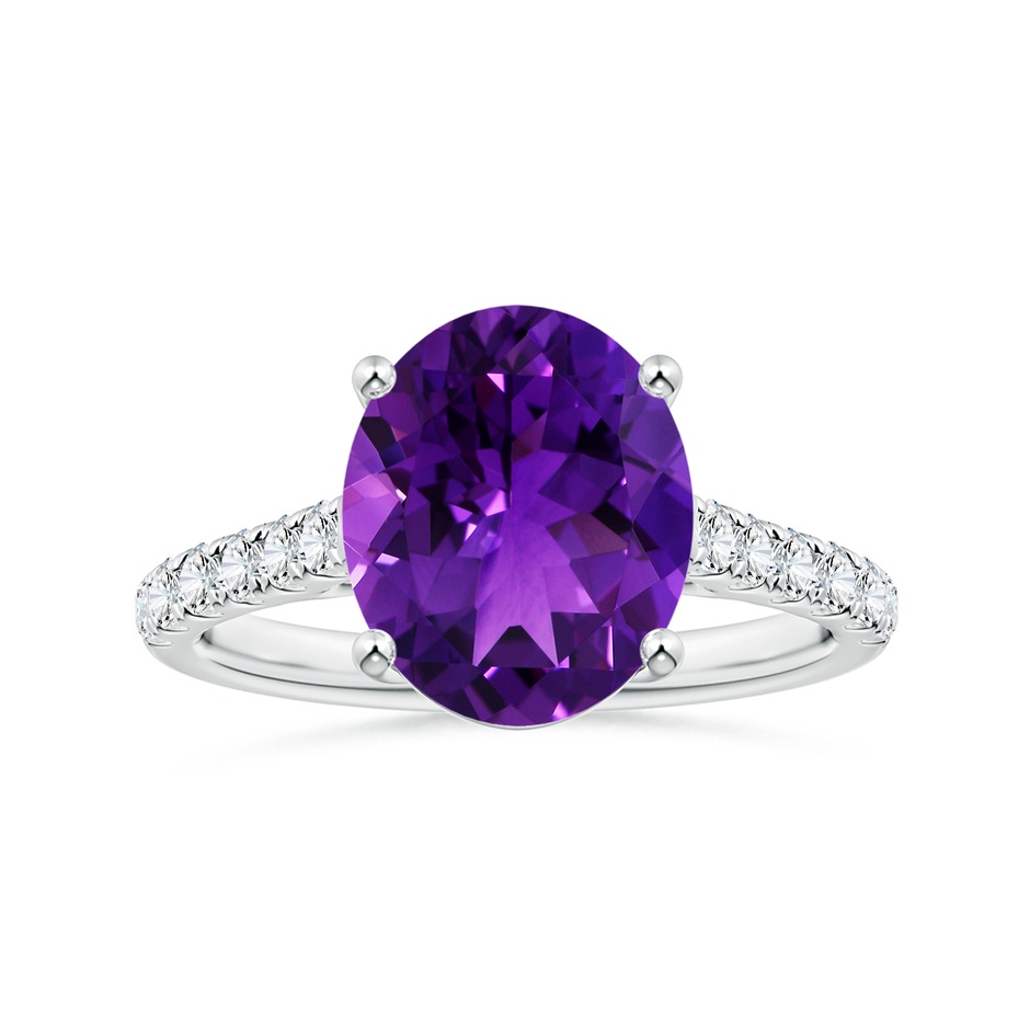 11.17x9.14x5.99mm AAA Prong-Set GIA Certified Oval Amethyst Ring with Diamonds in White Gold 