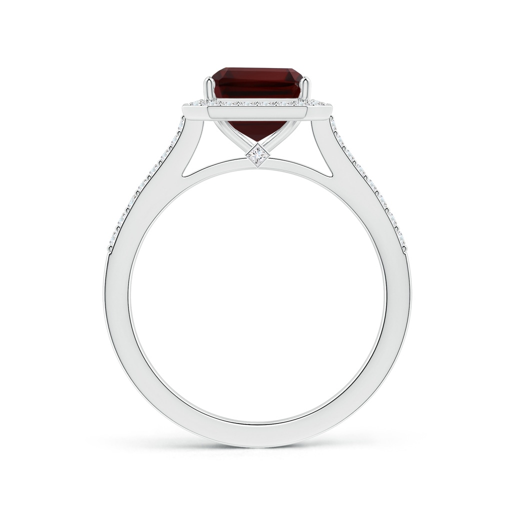 9.78x7.81x4.98mm AAA GIA Certified Emerald-Cut Garnet Reverse Tapered Shank Ring with Halo in White Gold Side 199