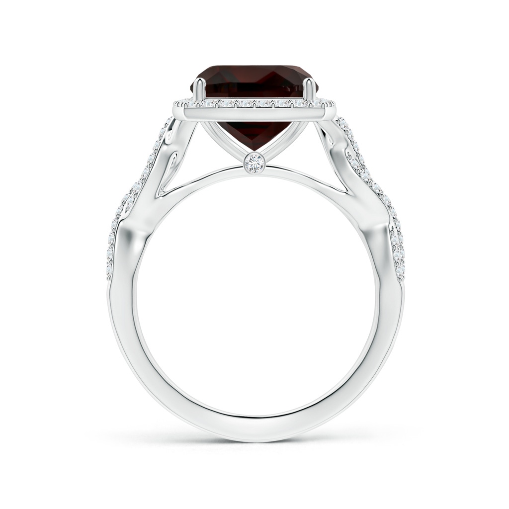 10.04x9.98x5.77mm AAAA GIA Certified Cushion Garnet Halo Ring with Twisted Diamond Shank in White Gold Side 199