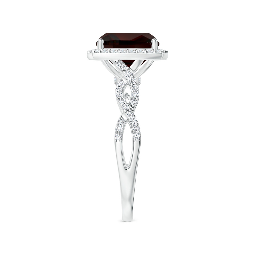 10.04x9.98x5.77mm AAAA GIA Certified Cushion Garnet Halo Ring with Twisted Diamond Shank in White Gold Side 399