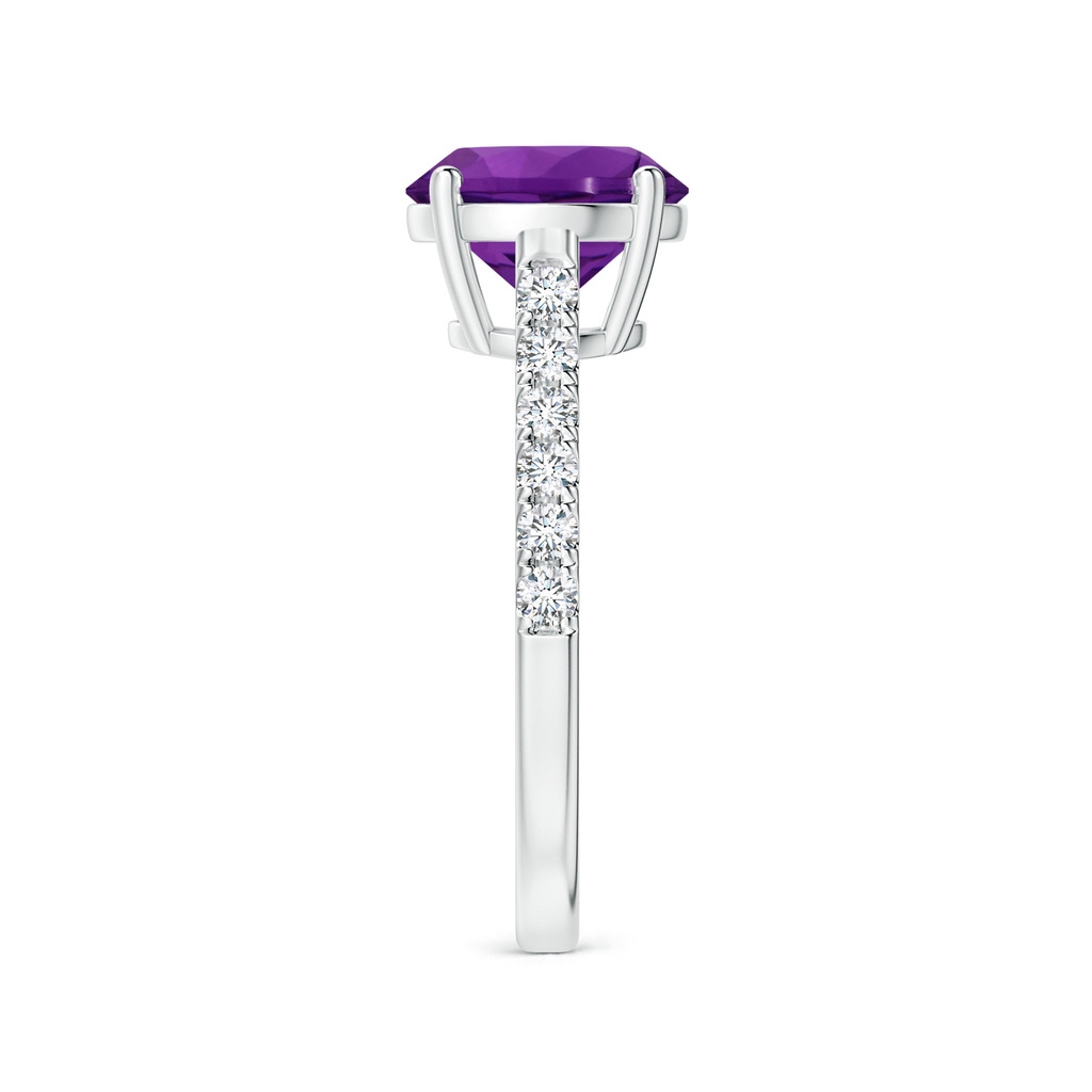 9.12x9.08x5.80mm AAAA Prong-Set GIA Certified Round Amethyst Ring with Diamonds in White Gold Side 399