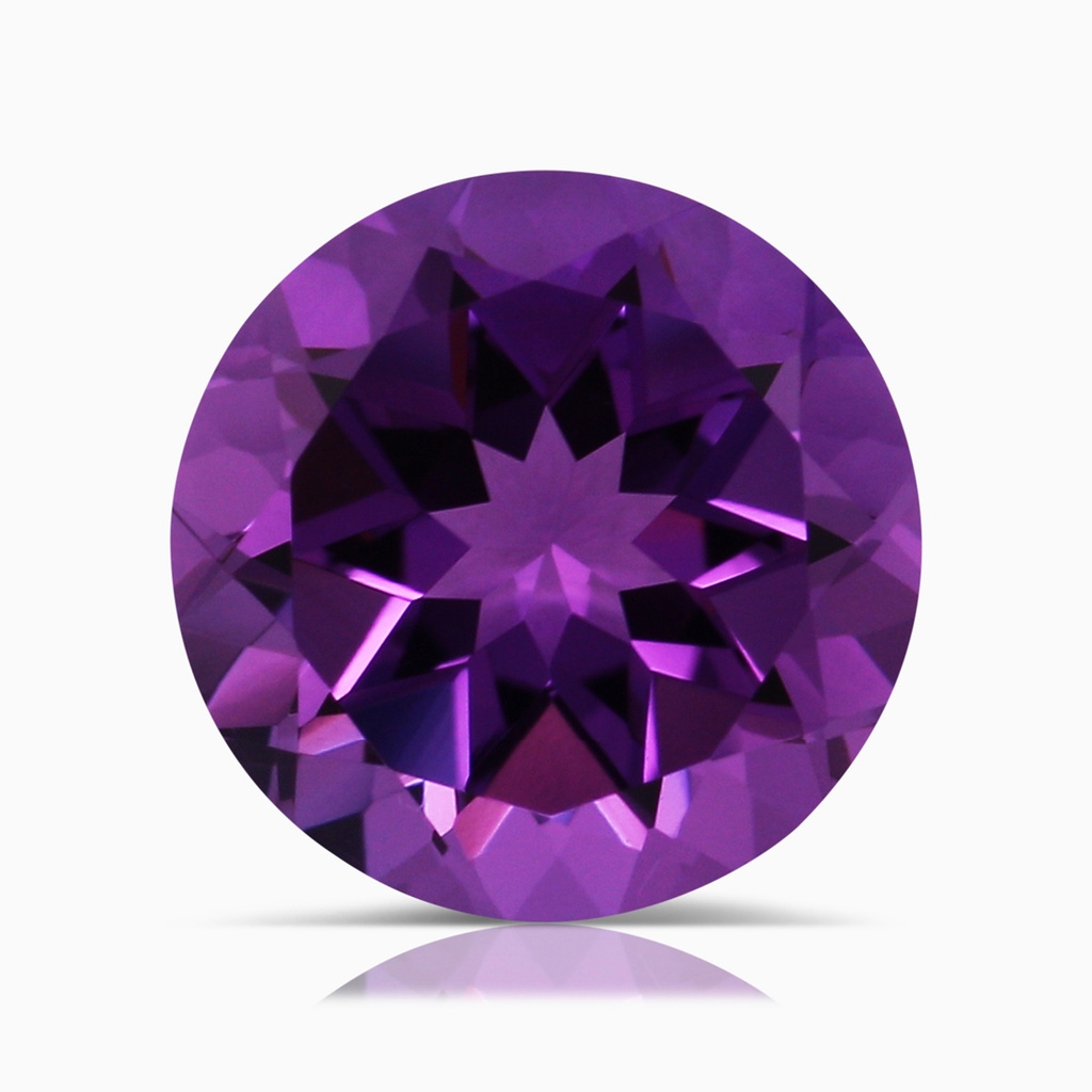 9.12x9.08x5.80mm AAAA Prong-Set GIA Certified Round Amethyst Ring with Diamonds in White Gold Side 699