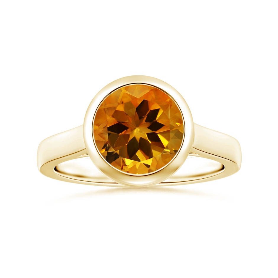 10.07x10.00x6.98mm AAAA GIA Certified Bezel-Set Round Citrine Solitaire Ring in 18K Yellow Gold 
