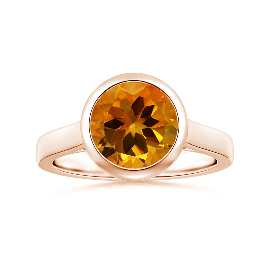 10.07x10.00x6.98mm AAAA GIA Certified Bezel-Set Round Citrine Solitaire Ring in Rose Gold