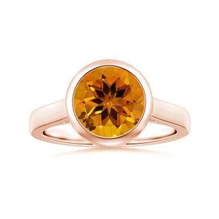 10.14x10.09x6.83mm AAAA GIA Certified Bezel-Set Round Citrine Solitaire Ring in 18K Rose Gold