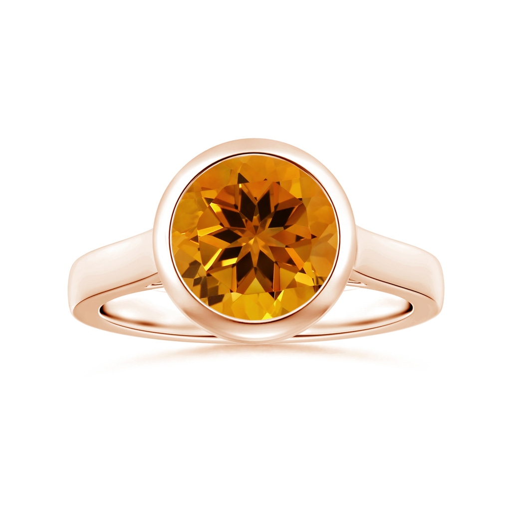 10.14x10.09x6.83mm AAAA GIA Certified Bezel-Set Round Citrine Solitaire Ring in Rose Gold
