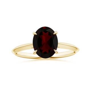 10.14x7.08x4.49mm AAAA Claw-Set GIA Certified Solitaire Oval Garnet Knife-Edge Shank Ring in 18K Yellow Gold