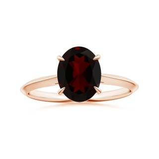 10.14x7.08x4.49mm AAAA Claw-Set GIA Certified Solitaire Oval Garnet Knife-Edge Shank Ring in 9K Rose Gold
