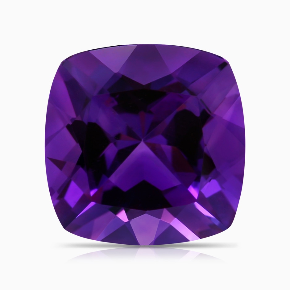 9.05x9.01x5.66mm AAAA GIA Certified Cushion Amethyst Three Stone Ring with Feather Motifs in P950 Platinum Side 699