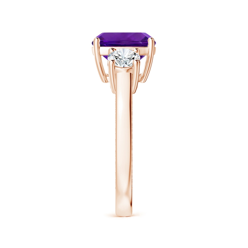 9.05x9.01x5.66mm AAAA GIA Certified Cushion Amethyst Three Stone Ring with Feather Motifs in Rose Gold side 399