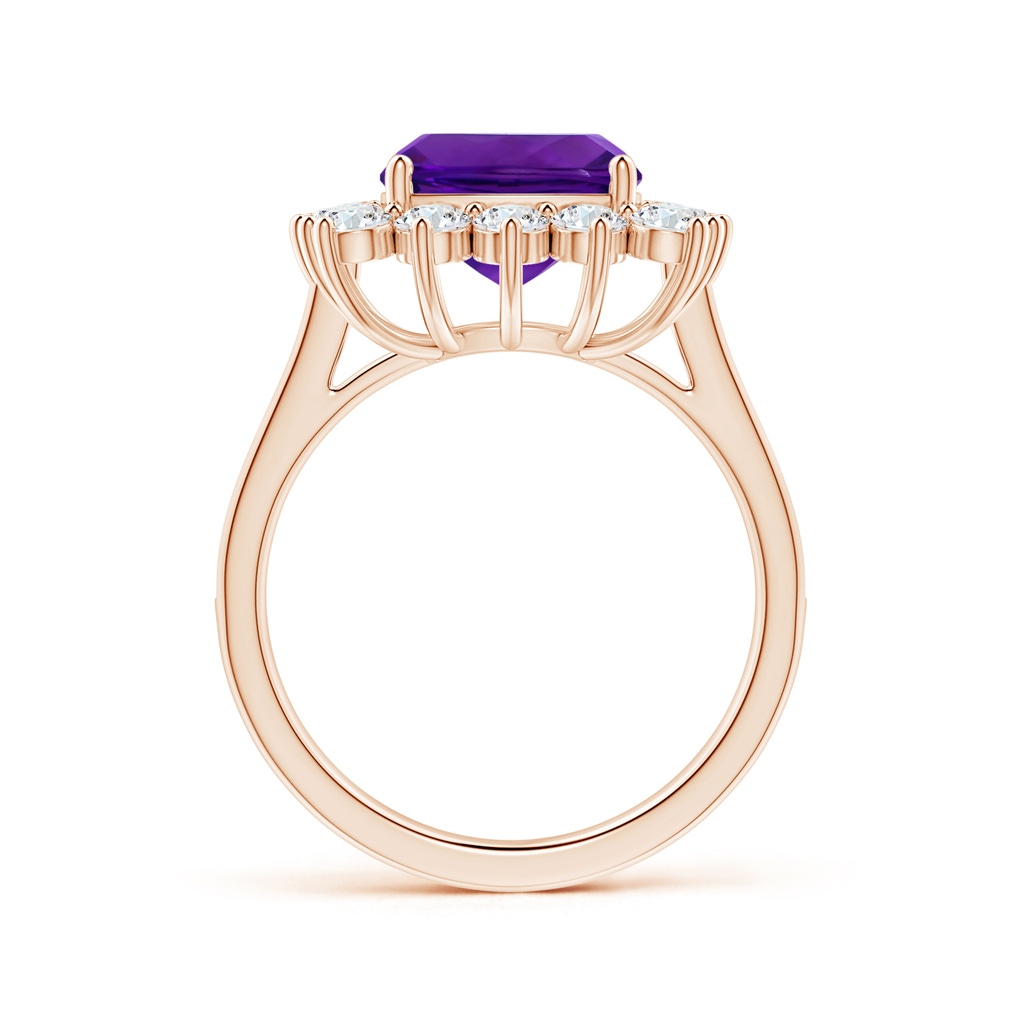 9.05x9.01x5.66mm AAAA Princess Diana Inspired GIA Certified Cushion Amethyst Ring with Halo in Rose Gold - side 199