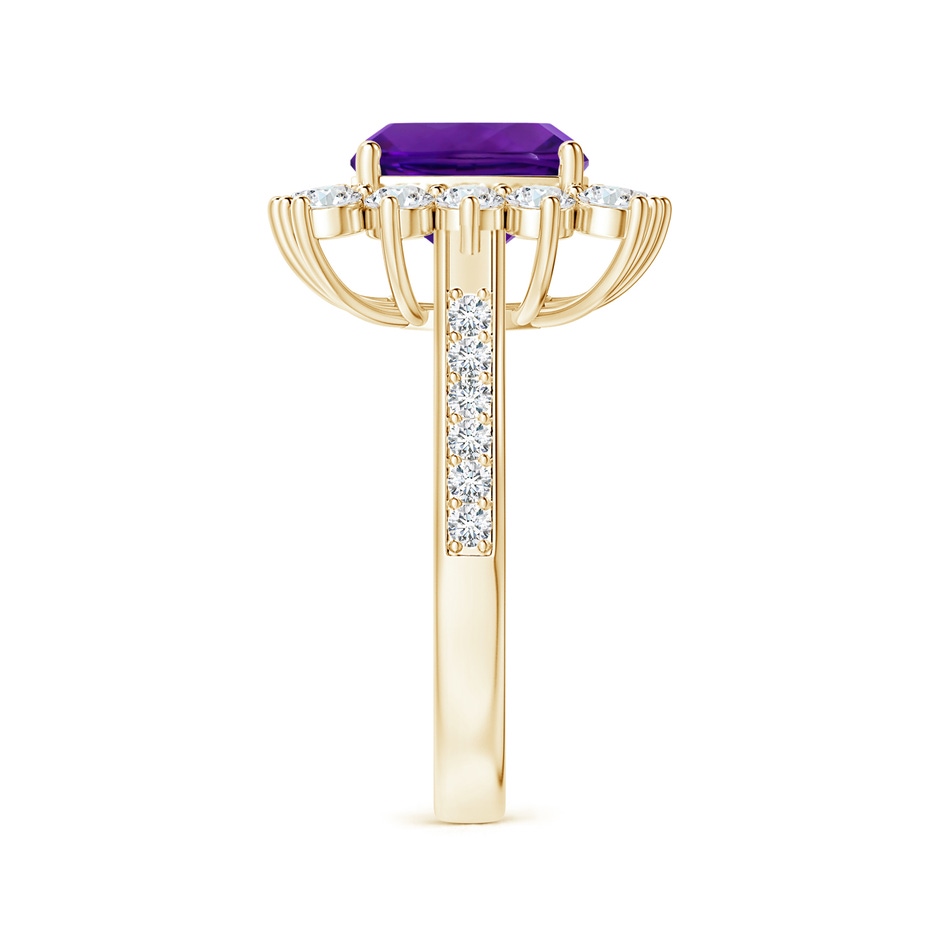 9.05x9.01x5.66mm AAAA Princess Diana Inspired GIA Certified Cushion Amethyst Ring with Halo in Yellow Gold side 399