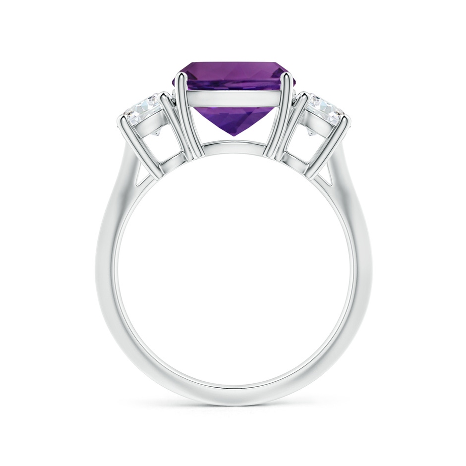 9.18x9.15x6.18mm AAA Three Stone GIA Certified Cushion Amethyst Knife-Edge Ring with Diamonds in P950 Platinum Side 199