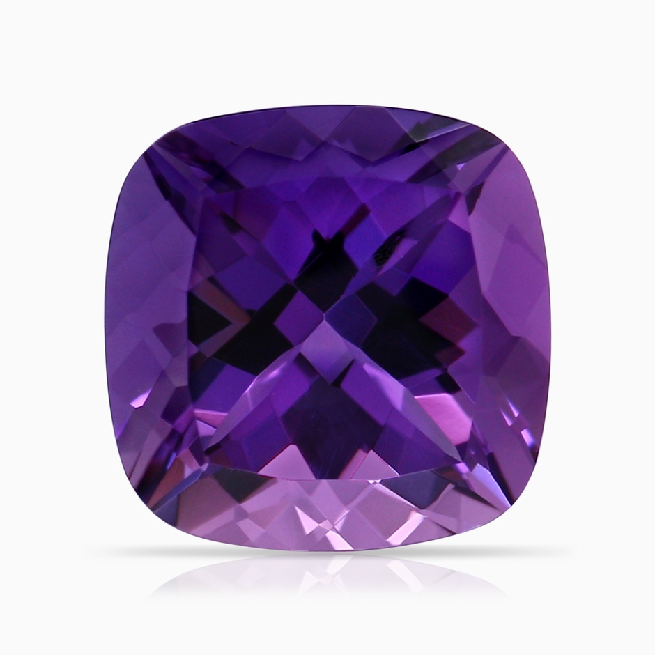 9.18x9.15x6.18mm AAA Three Stone GIA Certified Cushion Amethyst Knife-Edge Ring with Diamonds in P950 Platinum Side 699