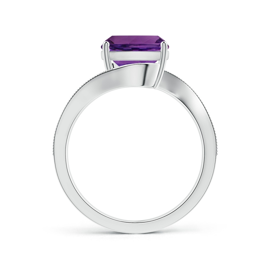 9.18x9.15x6.18mm AAA Prong-Set GIA Certified Cushion Amethyst Bypass Ring with Milgrain in P950 Platinum Side 199