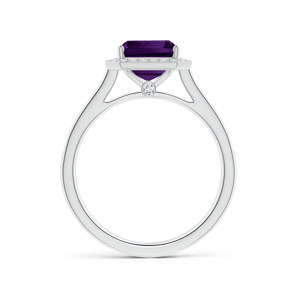 10.06x8.13x5.01mm AAA GIA Certified Emerald-Cut Amethyst Ring with Diamond Halo in White Gold Side 199