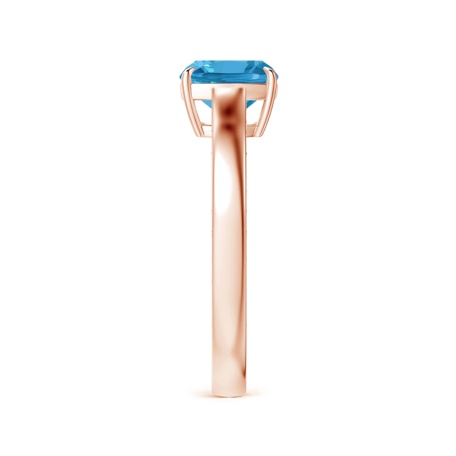 8.10x8.04x5.36mm AAAA Claw-Set GIA Certified Solitaire Cushion Swiss Blue Topaz Ring with Scrollwork in 18K Rose Gold - side 5