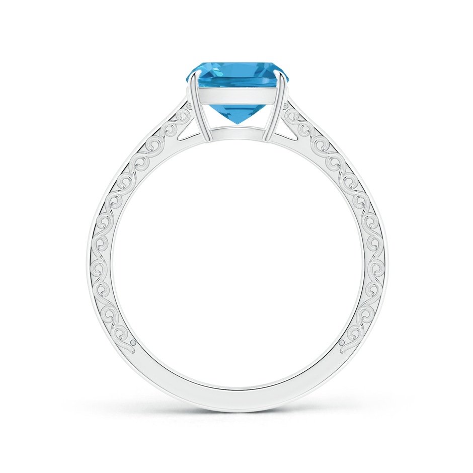 8.10x8.04x5.36mm AAAA Claw-Set GIA Certified Solitaire Cushion Swiss Blue Topaz Ring with Scrollwork in White Gold side 199