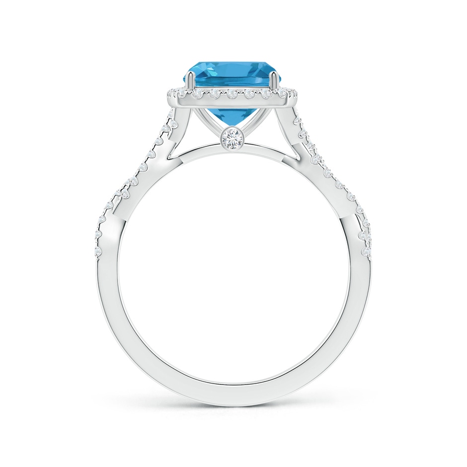 8.10x8.04x5.36mm AAAA GIA Certified Cushion Swiss Blue Topaz Halo Ring with Diamond Twist Shank in P950 Platinum side 199