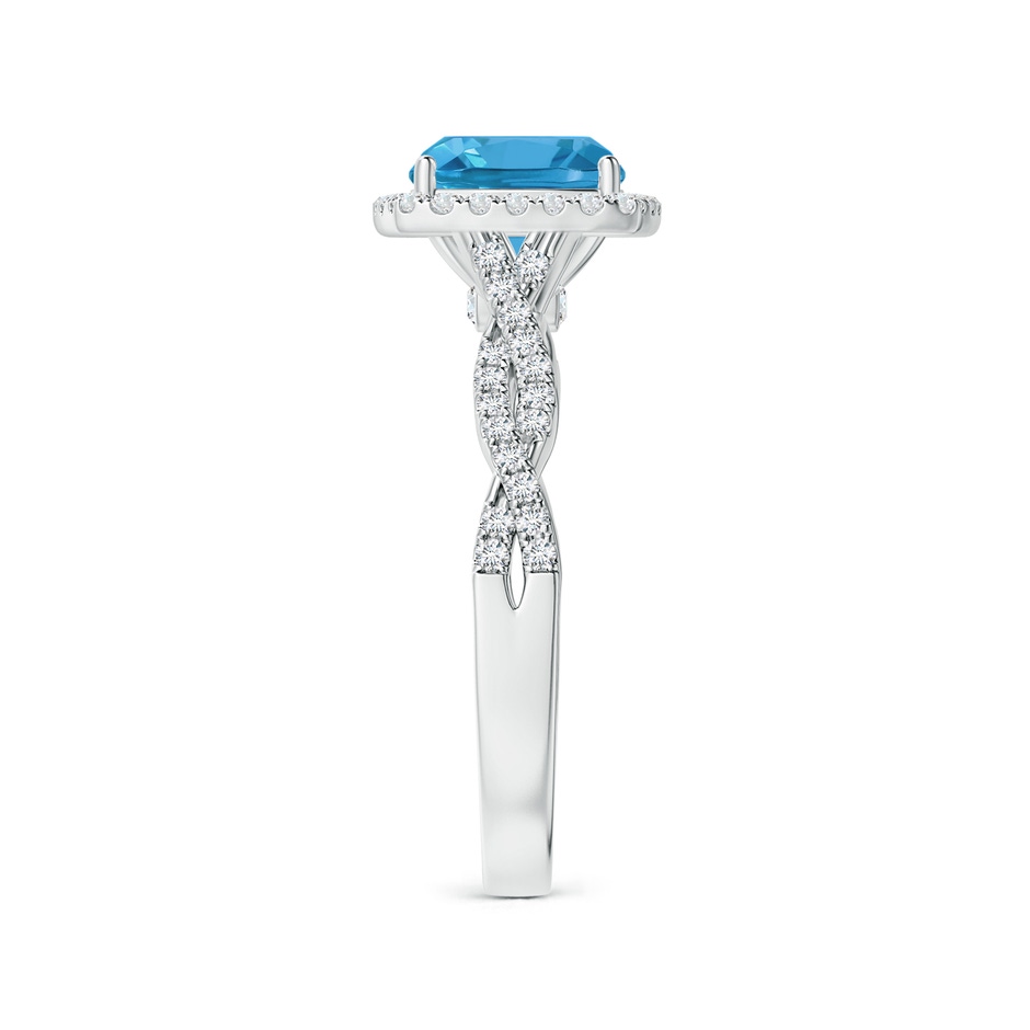 8.10x8.04x5.36mm AAAA GIA Certified Cushion Swiss Blue Topaz Halo Ring with Diamond Twist Shank in P950 Platinum side 399