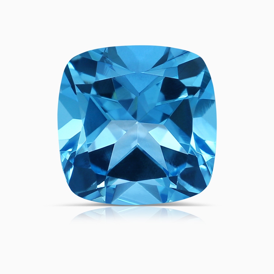 8.10x8.04x5.36mm AAAA GIA Certified Cushion Swiss Blue Topaz Halo Ring with Diamond Twist Shank in P950 Platinum side 699
