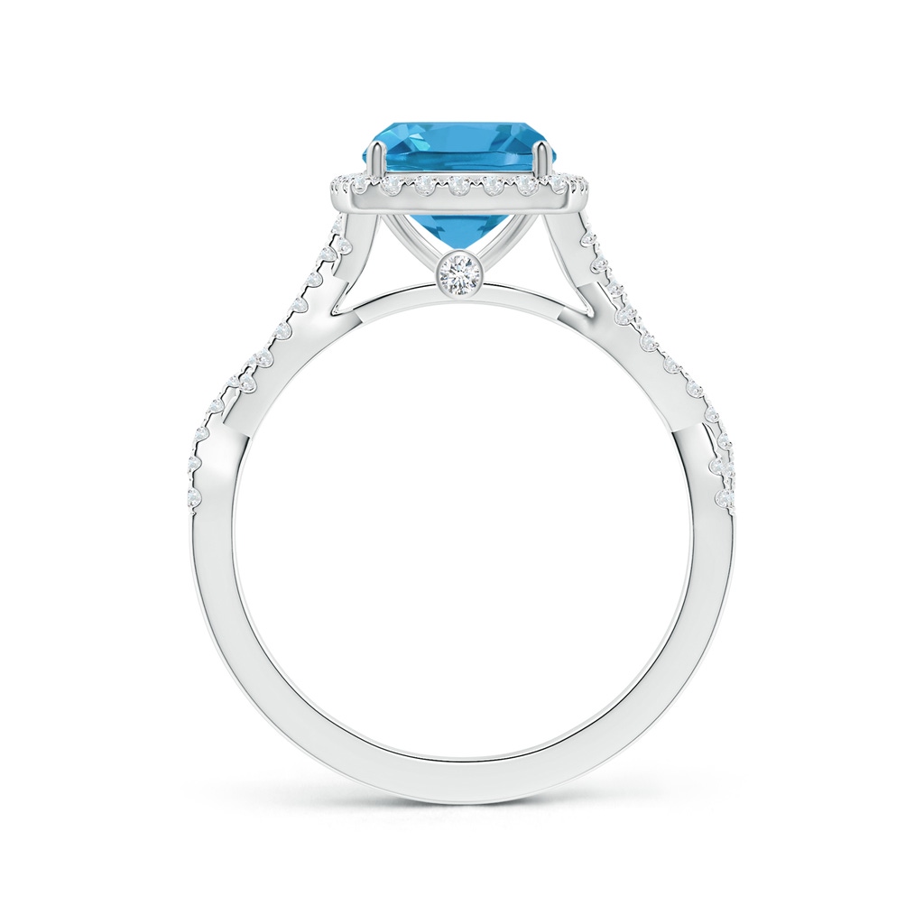 8.10x8.04x5.36mm AAAA GIA Certified Cushion Swiss Blue Topaz Halo Ring with Diamond Twist Shank in White Gold Side 199