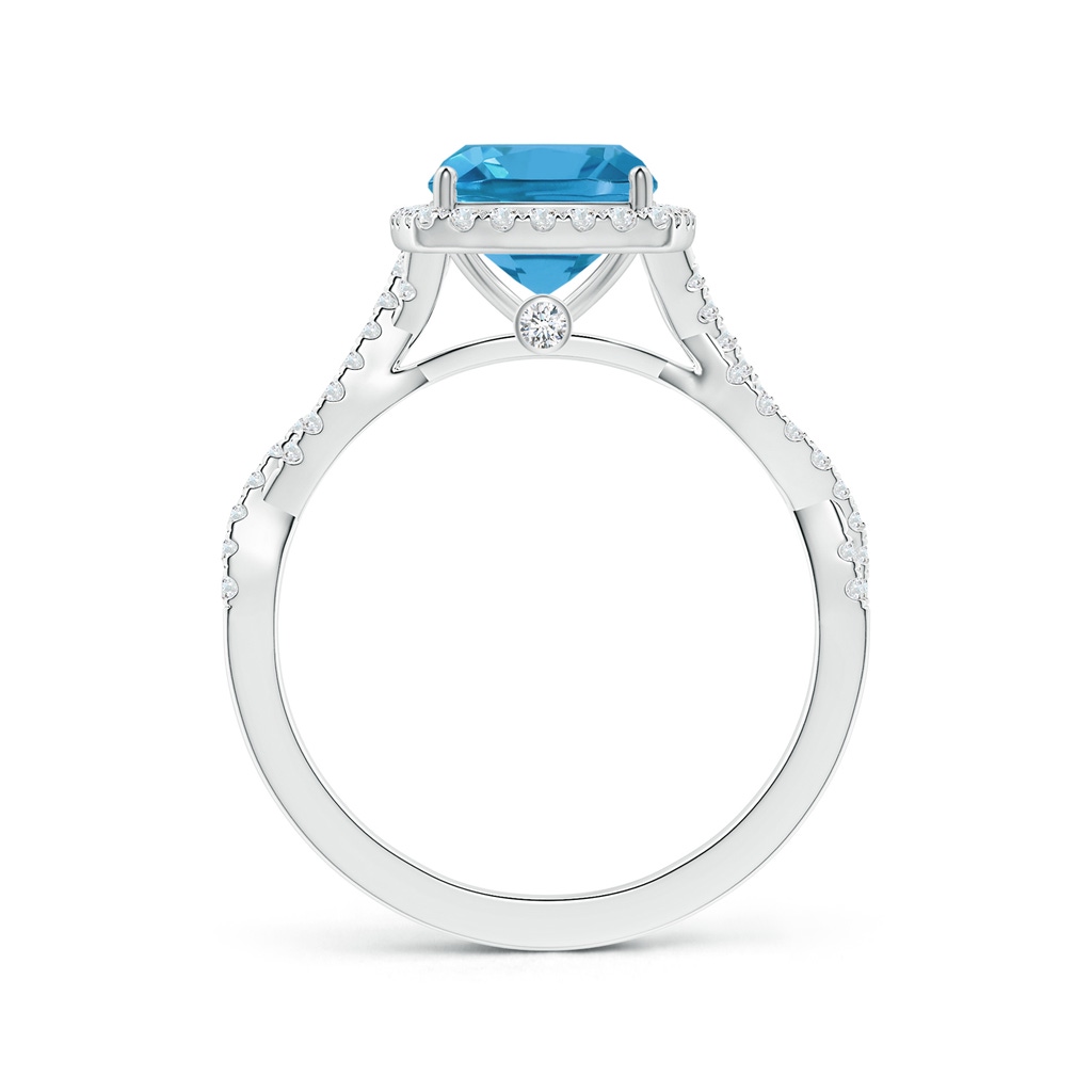 8.10x8.04x5.36mm AAAA GIA Certified Cushion Swiss Blue Topaz Halo Ring with Diamond Twist Shank in White Gold - side 199