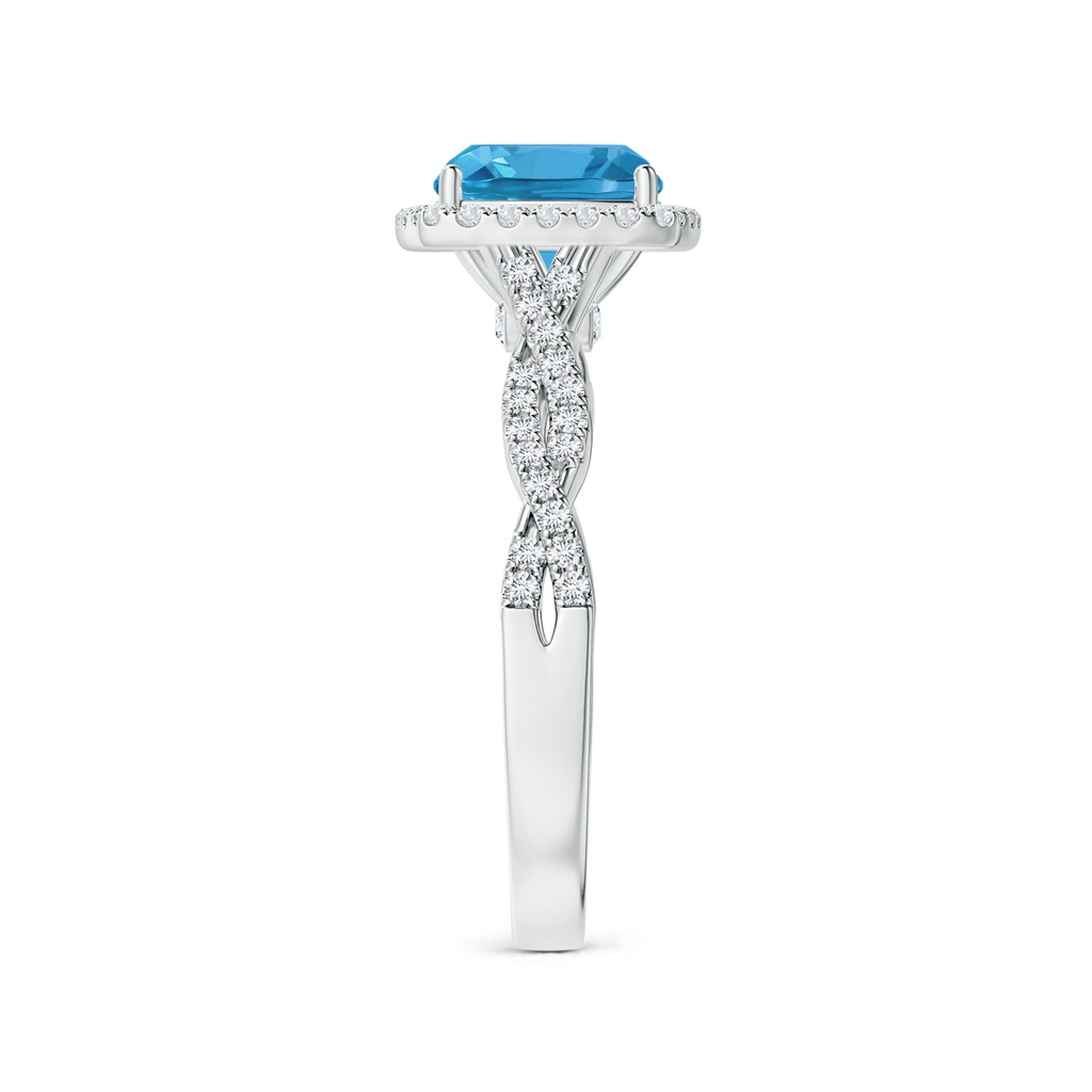 8.10x8.04x5.36mm AAAA GIA Certified Cushion Swiss Blue Topaz Halo Ring with Diamond Twist Shank in White Gold Side 399