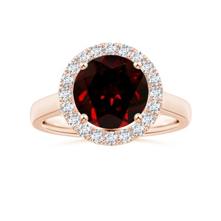 10.10x9.97x5.72mm AAA GIA Certified Round Garnet Ring with Diamond Halo in Rose Gold