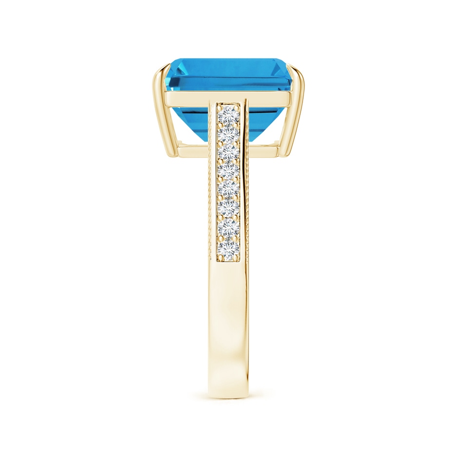 10.81x8.90x5.59mm AAA Claw-Set GIA Certified Emerald-Cut Swiss Blue Topaz Ring with Diamonds in 18K Yellow Gold side 399