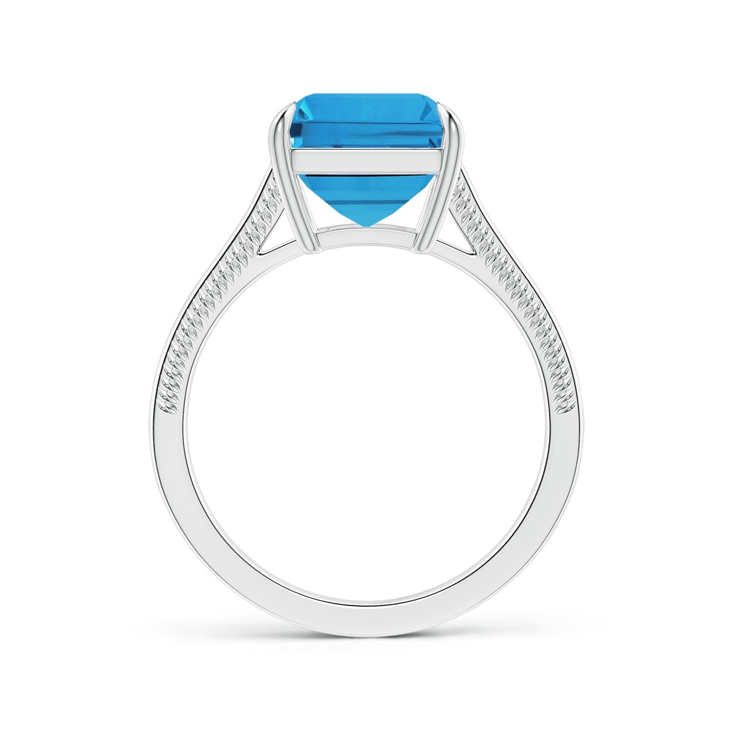 10.81x8.90x5.59mm AAA Claw-Set GIA Certified Emerald-Cut Swiss Blue Topaz Ring with Diamonds in White Gold - side 199