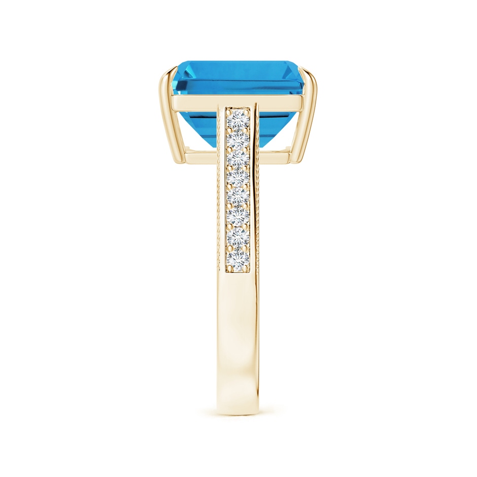 10.81x8.90x5.59mm AAA Claw-Set GIA Certified Emerald-Cut Swiss Blue Topaz Ring with Diamonds in Yellow Gold side 399