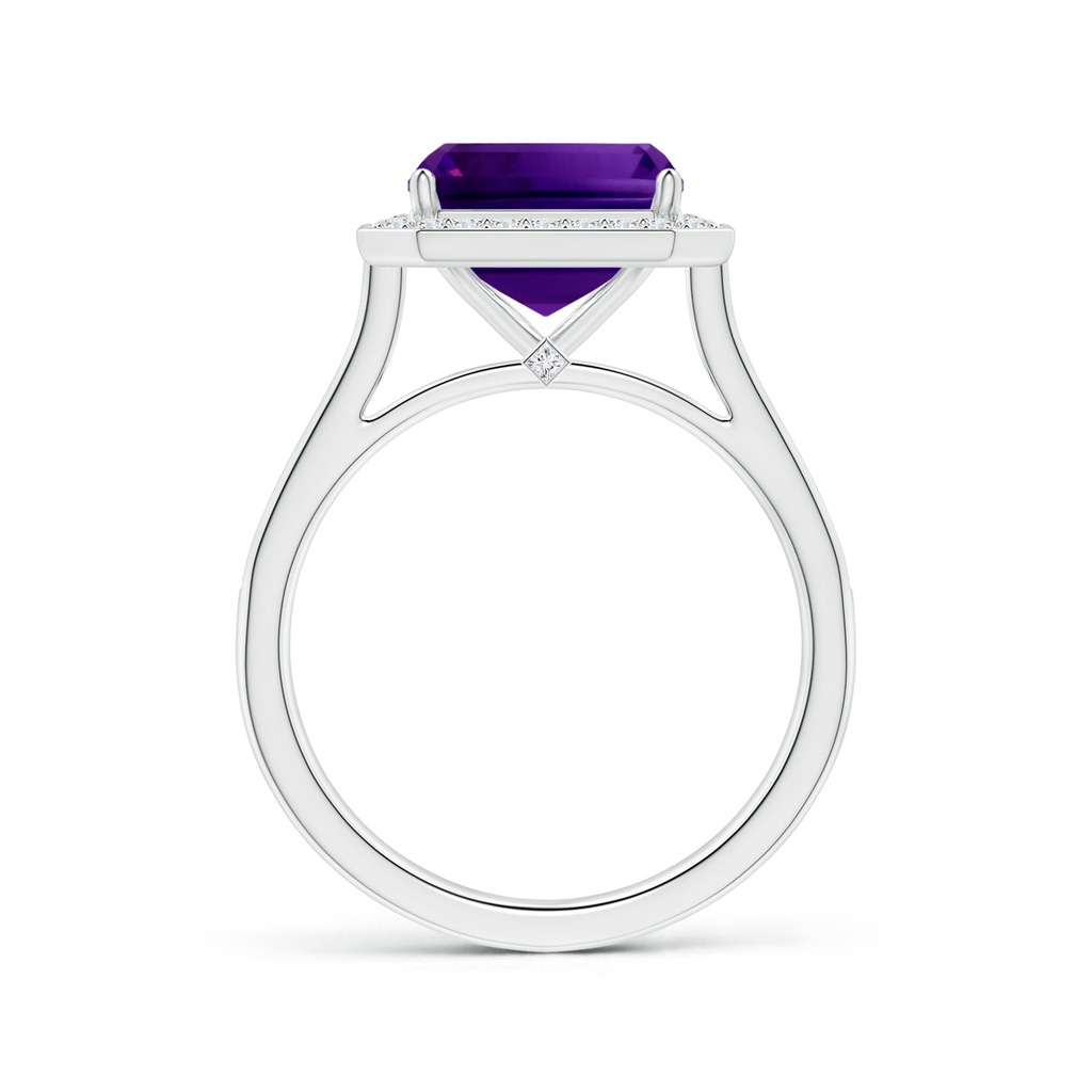 10.92x8.96x5.89mm AAAA Emerald-Cut GIA Certified Amethyst Halo Ring with Diamonds in White Gold Side 199