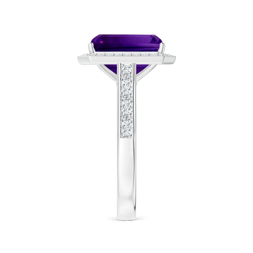 10.92x8.96x5.89mm AAAA Emerald-Cut GIA Certified Amethyst Halo Ring with Diamonds in White Gold Side 399