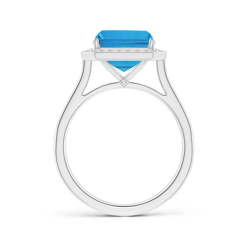 10.81x8.90x5.59mm AAA GIA Certified Emerald-Cut Swiss Blue Topaz Halo Ring with Diamonds in White Gold - side 199