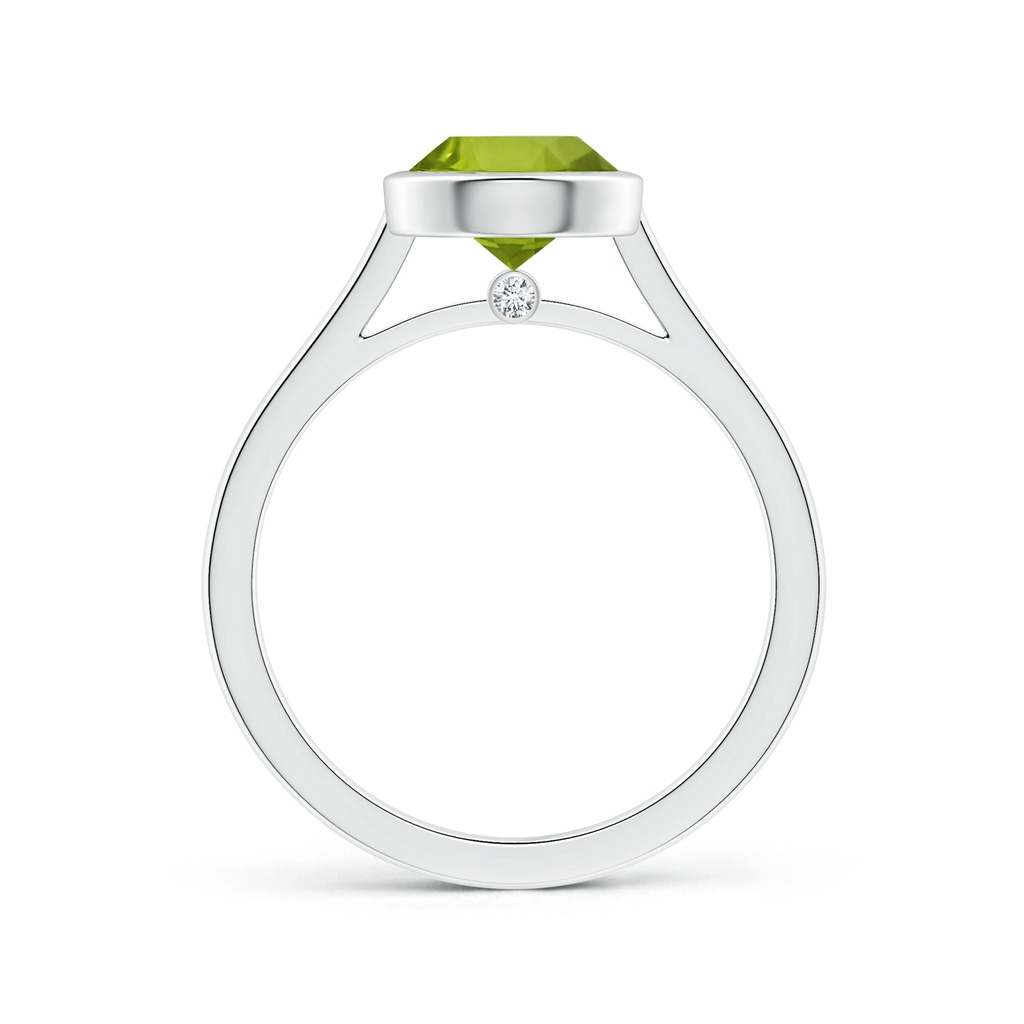 8.01x7.91x5.06mm AAAA Bezel-Set GIA Certified Solitaire Round Peridot Reverse Tapered Shank Ring in P950 Platinum Side 199